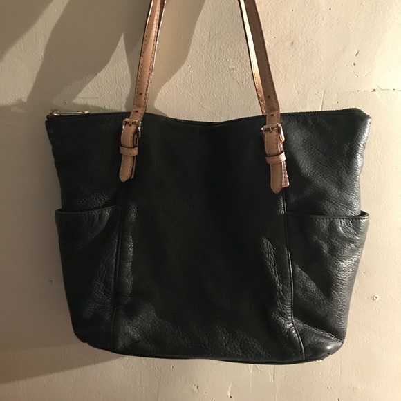 black soft leather handbag